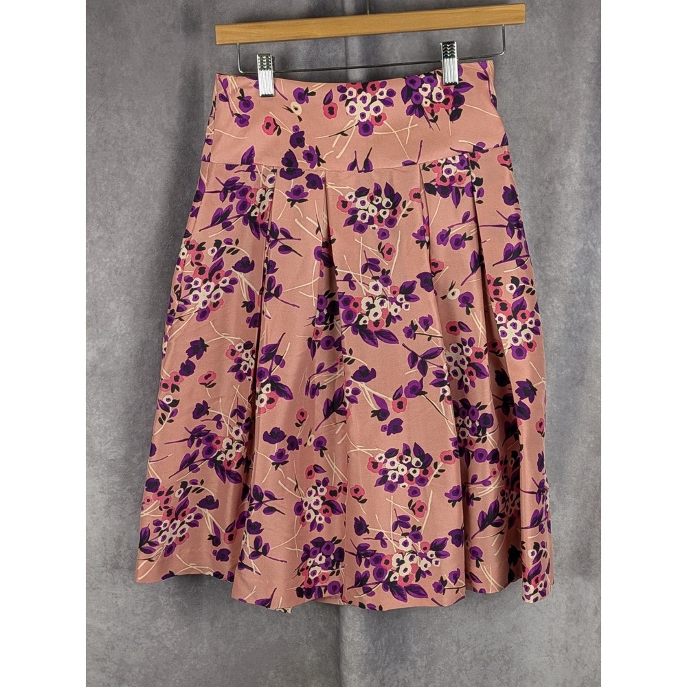 Express Design‎ Studio Mauve Pink Floral Pleated A-Line Skirt Size 2 Knee Length